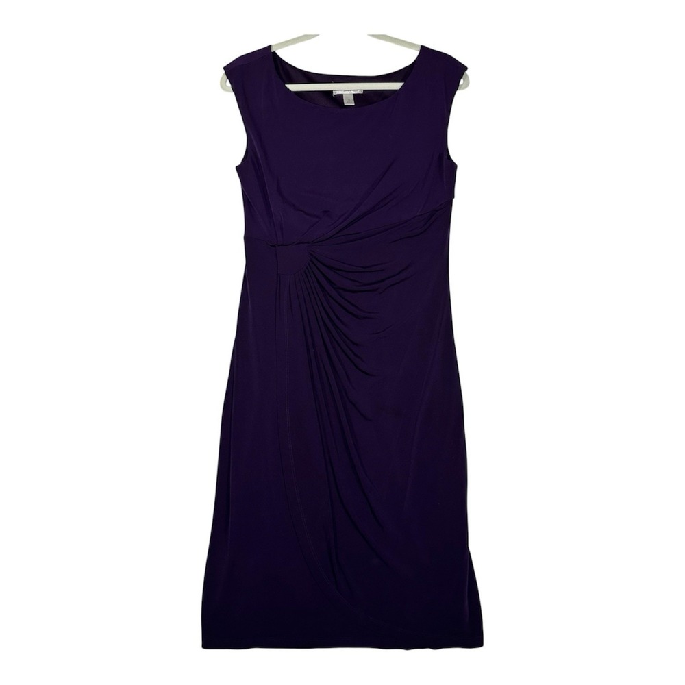 Dressbarn Sheath Dress 10 Purple Ruched Side Gathered Whimsigoth Dark Romance‎
